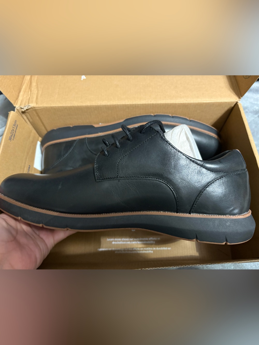 Dr. Scholl's Black Leather Lace-Up Derby with Brown Trim